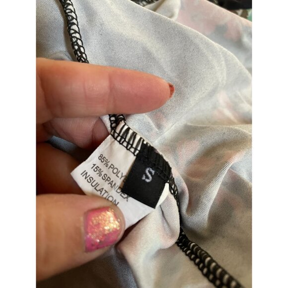 black floral draped lightweight long sleeve open cardigan small rose print - Picture 6 of 6